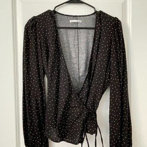 Reformation Polka-dot Wrap Shirt - Size M